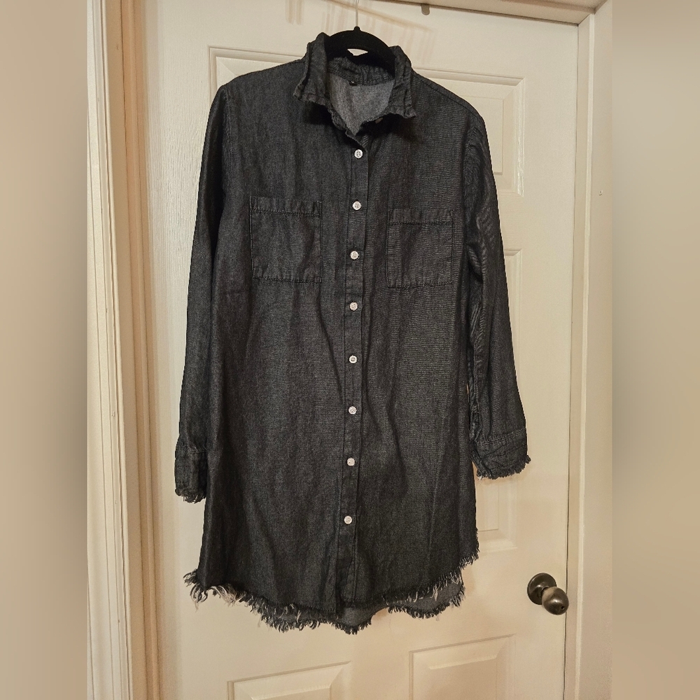 Unk Women's Long Sleeve Denim Dress - Black Size Med